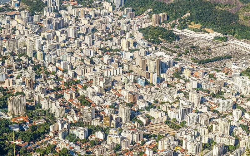 Rio de Janeiro, Brazil, view from the CHrist the Redemtor stuate at a sunny day, South America
