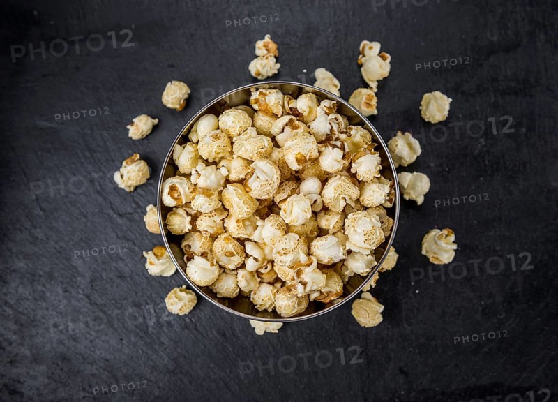 Some Popcorn on a vintage slate slab, selective focus