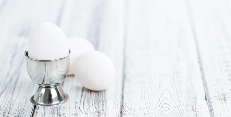 Portion of bolied Eggs (selective focus) as close-up shot