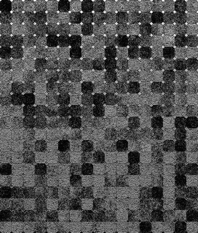 Abstract grayscale pixelated mosaic with varying shades of squares, background image
