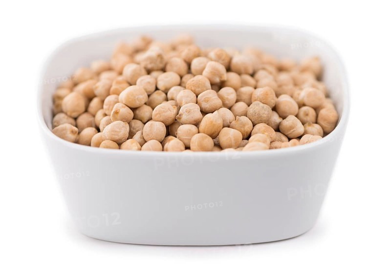 Chickpeas isolated on white background, selective focus, close-up shot