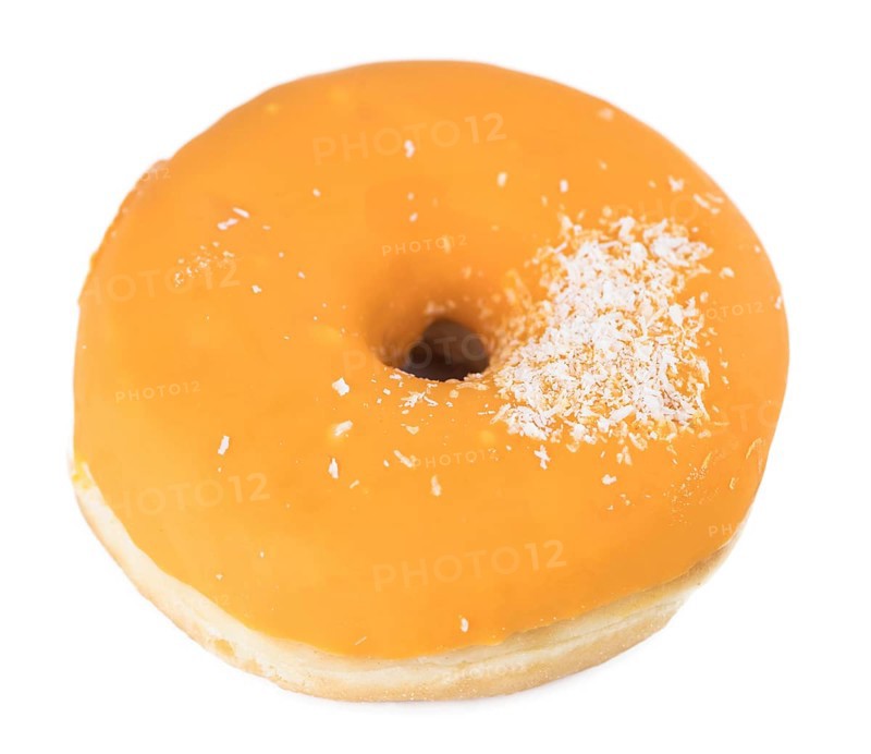 Some fresh made Donuts isolated on white background (close-up shot)