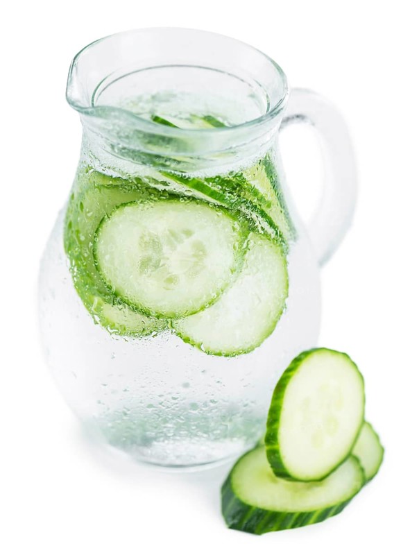 Cucumber Water isolated on white background, selective focus, close-up shot