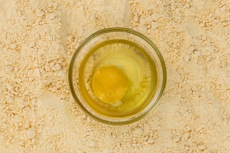 Powdered Eggs (fresh) as detailed close-up shot, selective focus)