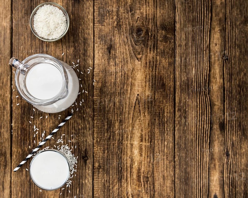 Portion of Rice Milk as detailed close-up shot, selective focus