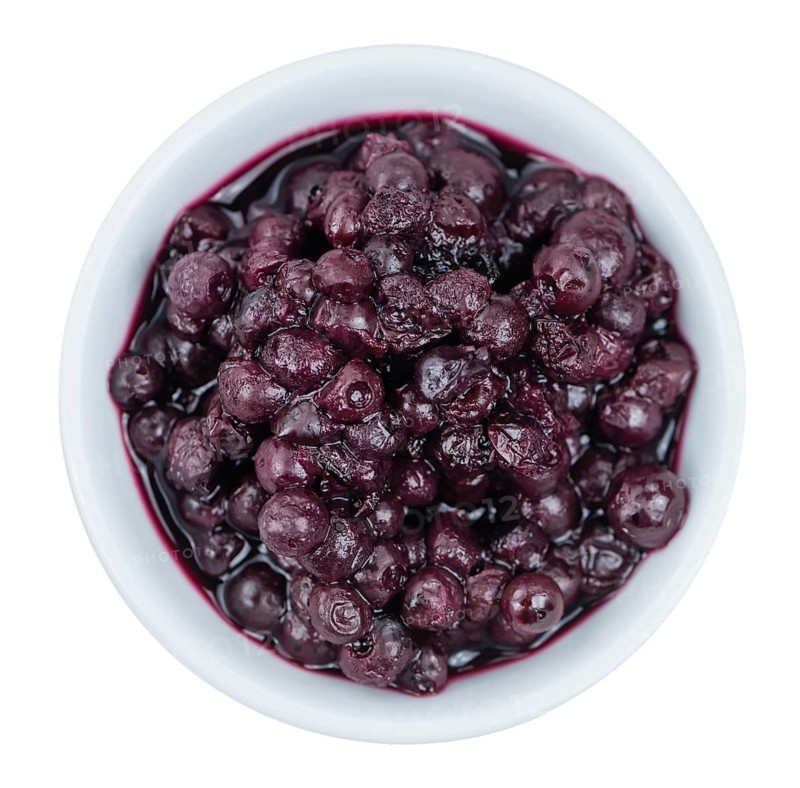 Portion of fresh made Preserved Blueberries isolated on white background