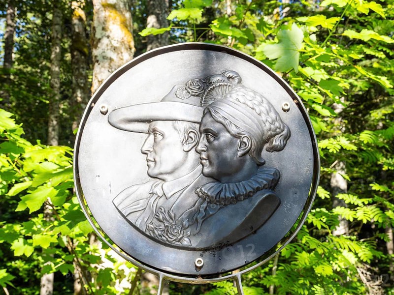 Commemorative plaque, first meeting of Archduke Johann and Anna Plochl, at Toplitzsee, Salzkammergut, Styria, Austria, Europe