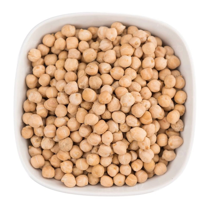 Portion of Chickpeas as detailed close-up shot isolated on white background