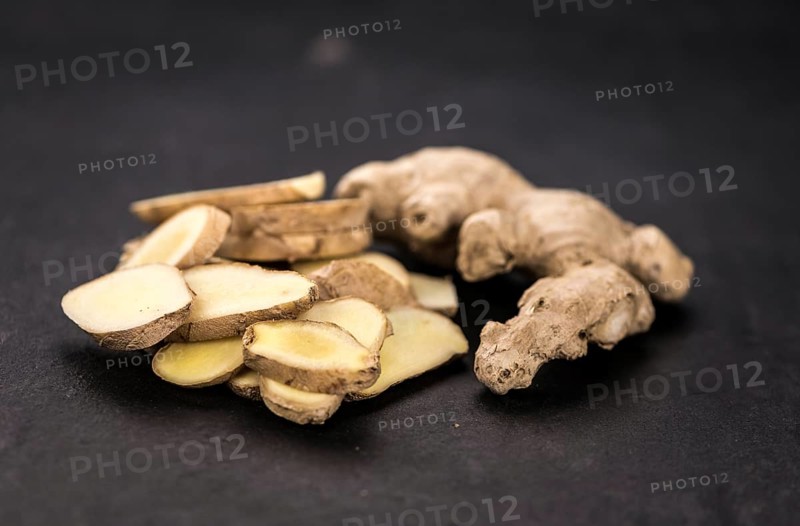Some healthy Ginger Slices (selective focus, close-up shot)