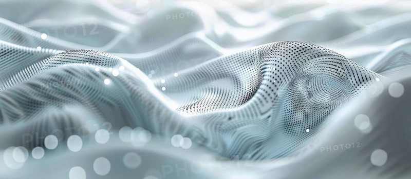 Abstract image of fabric-like waves with dotted textures and soft light reflections, AI generated