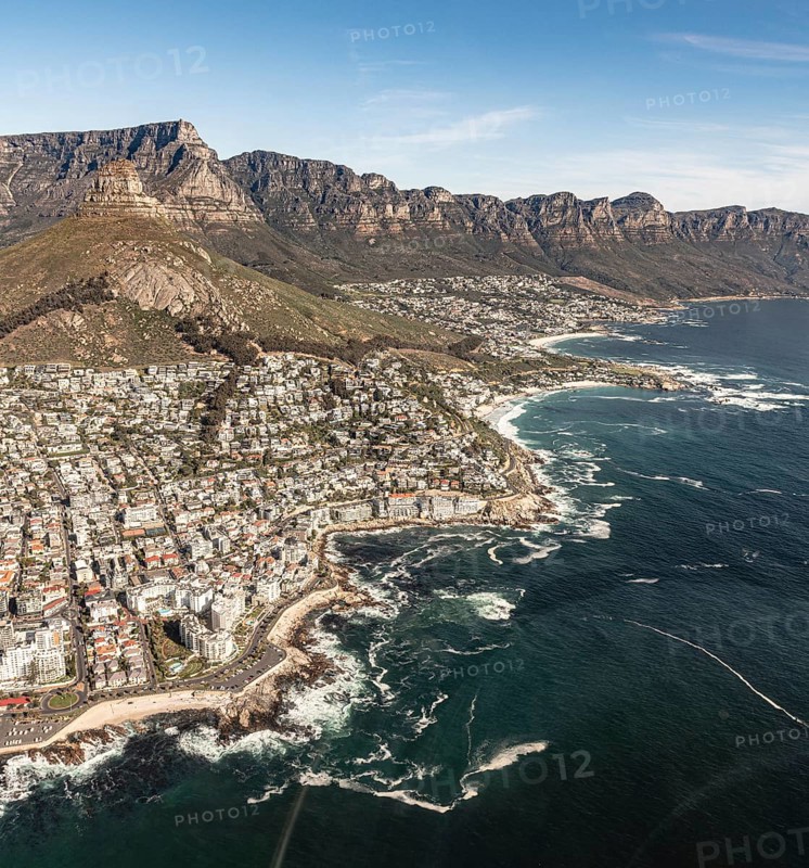 Twelve Apostles and Sea Point (Cape Town, South Africa), view from helicopter