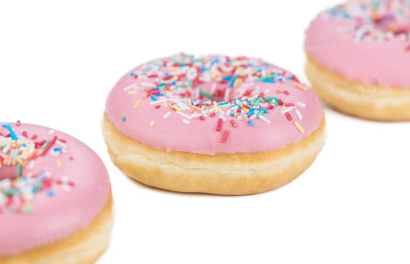 Donuts isolated on white background (selective focus, close-up shot)
