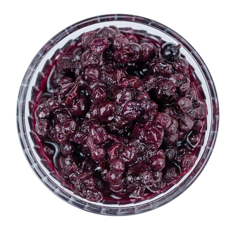 Canned Blueberries isolated on white background, selective focus, close-up shot