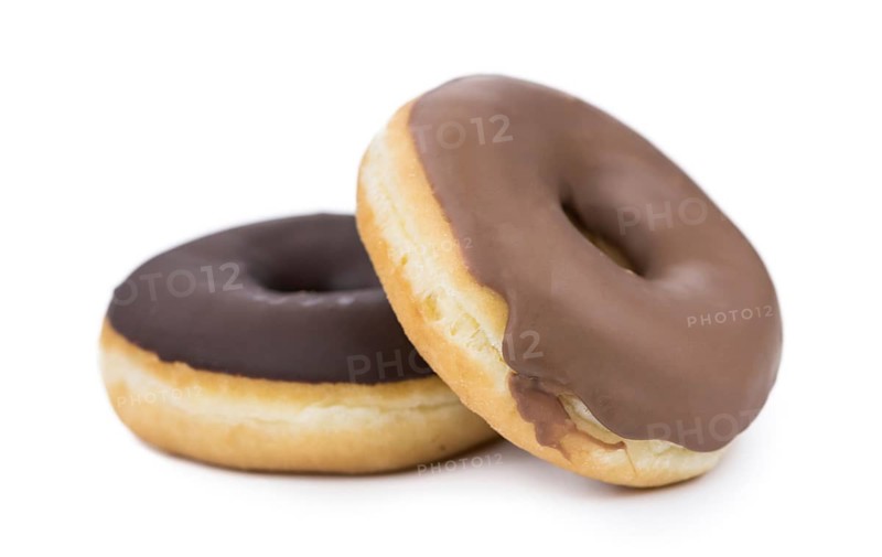 Donuts isolated on white background with a soft shadow (close-up shot)