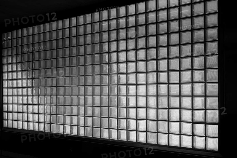 Glass bricks at an underground station in Cologne, black and white, Cologne, Germany, Europe