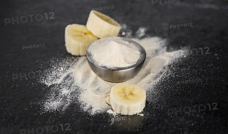 Banana Powder on a vintage background as detailed close-up shot, selective focus
