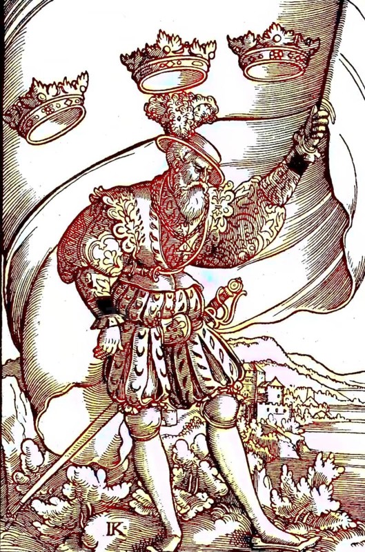The flag of Cologne, woodcuts in Jakob Roedel's coat of arms book 1579, coat of arms plates, Germany, digital reproduction of an original from the 19th century, original date unknown, Europe