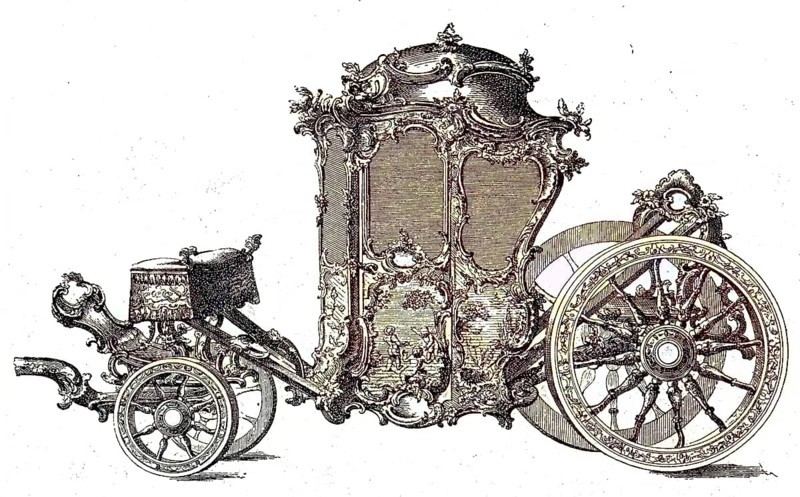 Magnificent carriage from the 17th century, after a drawing by Franz Xaver Habermann, Germany, digital reproduction of an original from the 19th century, original date unknown, Europe
