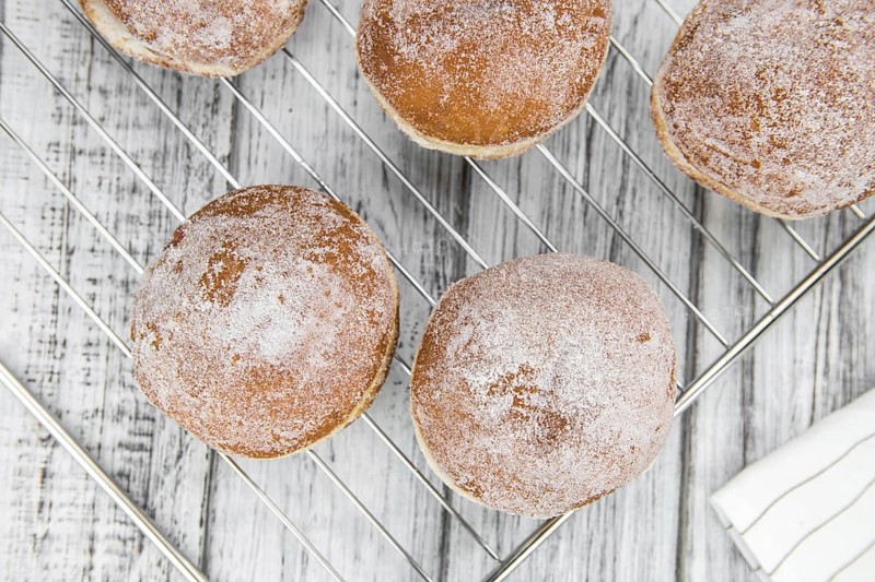 Berliner Doughnuts (fresh made) as detailed close-up shot, selective focus