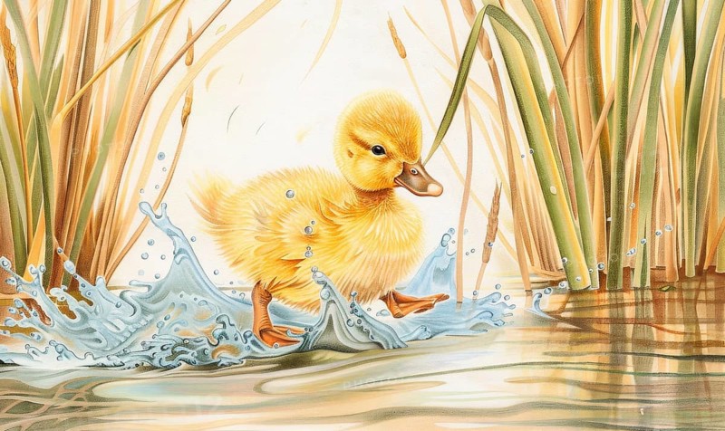 A duck is running through the water. The water is splashing and the duck is making a splash AI generated