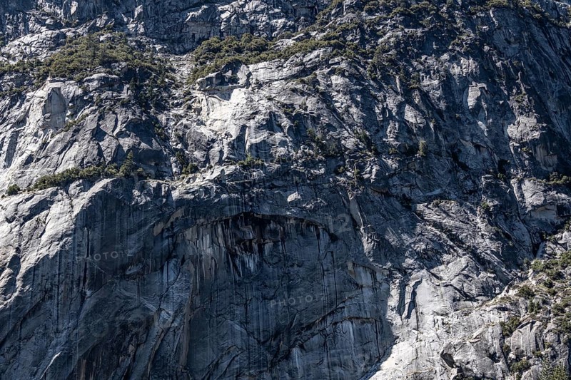 Granite rock face in Yosemite National Park, California. Detailed close-up shot