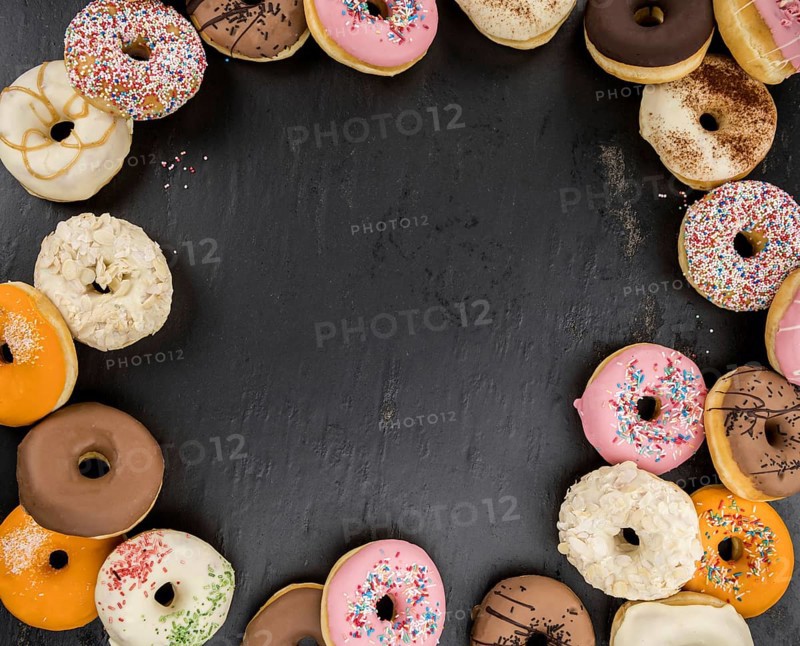 Some fresh made Donuts (view from above, close-up shot)