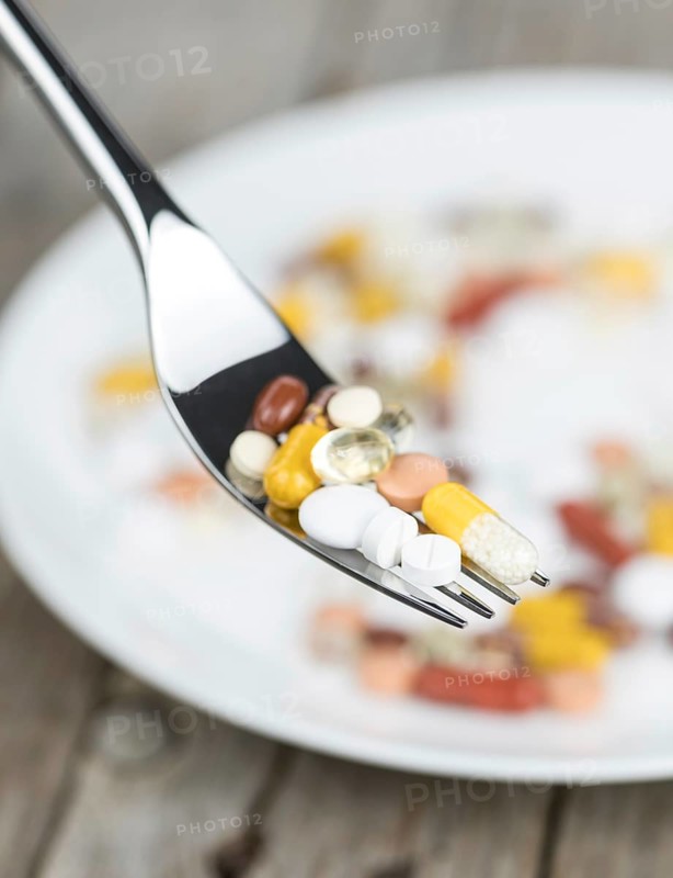 Drugs prepared as meal (close-up shot, selective focus)