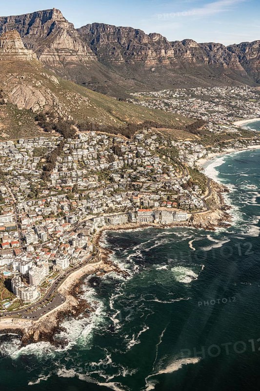 Twelve Apostles and Sea Point (Cape Town, South Africa), view from helicopter