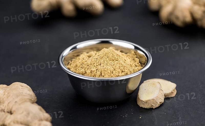 Some healthy Ginger Powder (selective focus, close-up shot)