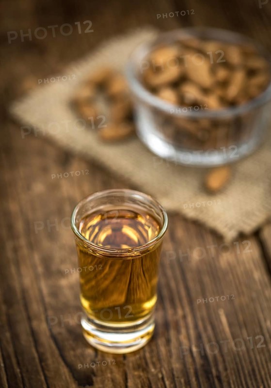 Amaretto (selective focus, detailed close-up shot)