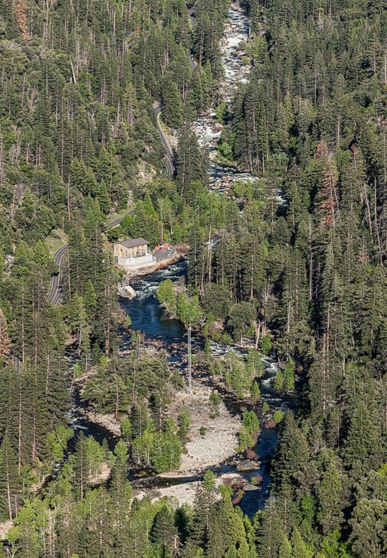 Creek in Yosemite Valley, California, USA. Aerial view