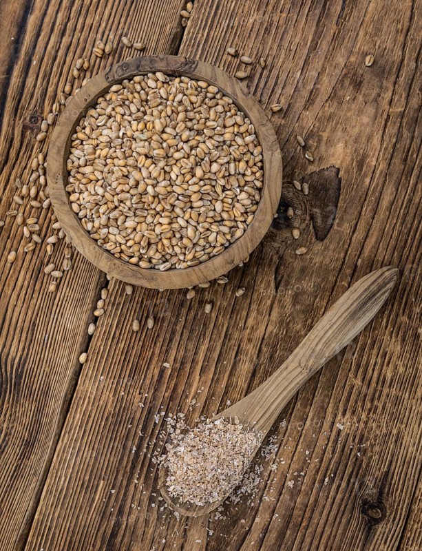 Fresh Wheat Bran as detailed close-up shot (selective focus)