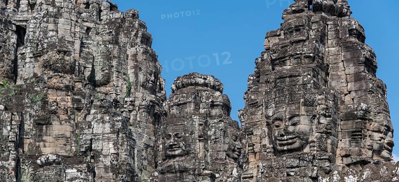 Bayon temple with it's face statues in Ankor Wat, Cambodia, Asia