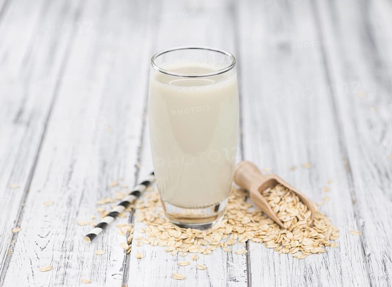 Portion of Oat Milk as detailed close-up shot, selective focus