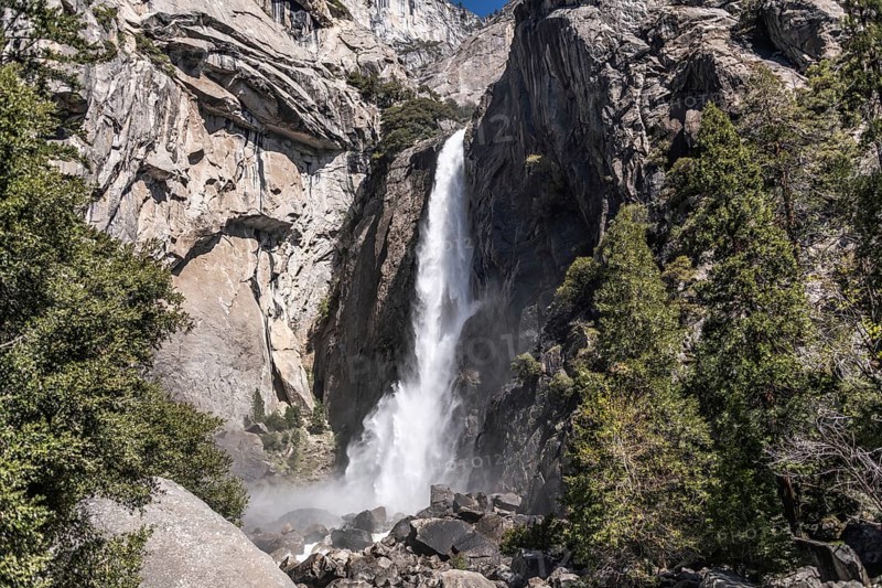 Lower Yosemite Falls at a sunny day