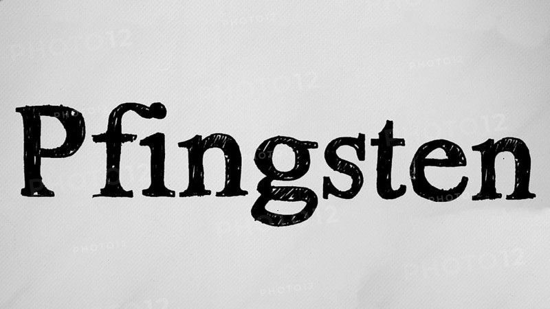 Pentecost lettering, black and white, North Rhine-Westphalia, Germany, Europe