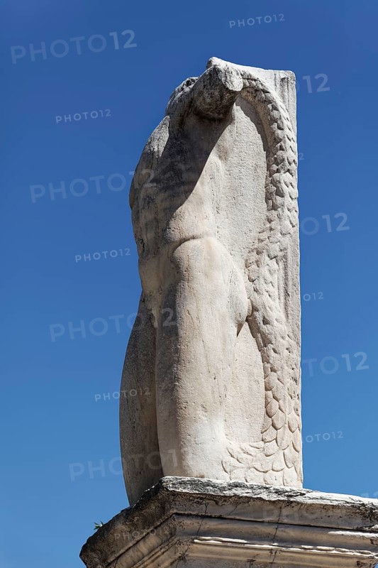 Colossal statue of the Odeion of Agrippa, male torso, 5th century A.D. Palace of the Giants, Agora, Athens, Greece, Europe