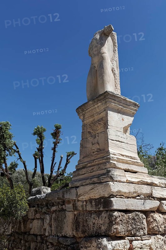 Colossal statue of the Odeion of Agrippa, male torso, 5th century A.D. Palace of the Giants, Agora, Athens, Greece, Europe