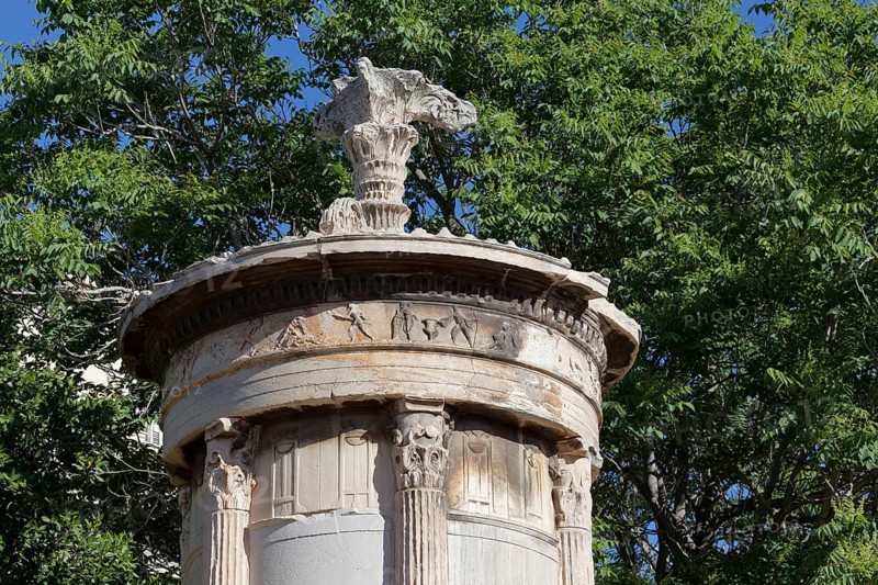 Lysicrates Monument, circular building from 334 BC, Plaka Old Town, Athens, Greece, Europe