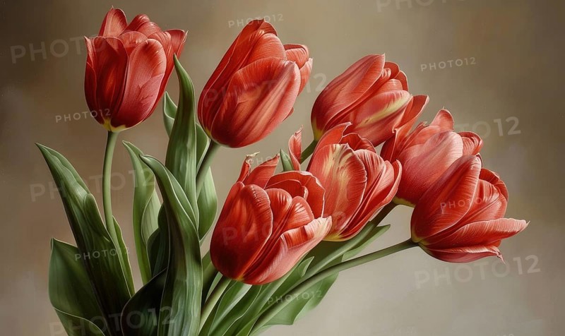 Pink tulips against the wall closeup portrait AI generated