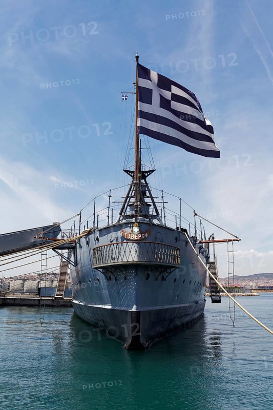 Museum ship Georgios Averoff, armoured cruiser from 1910, former flagship of the Greek Navy, Zea Marina, Paleo Faliro, Athens, Attica, Greece, Europe