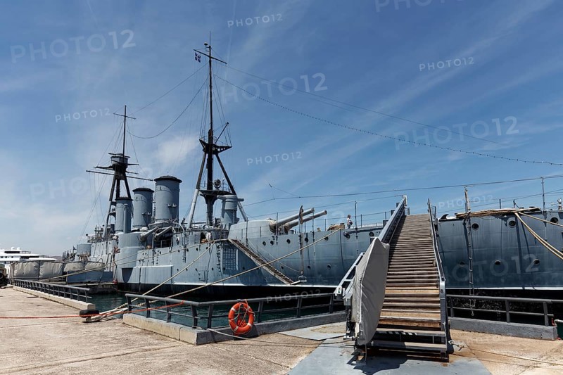 Museum ship Georgios Averoff, armoured cruiser from 1910, former flagship of the Greek Navy, Zea Marina, Paleo Faliro, Athens, Attica, Greece, Europe