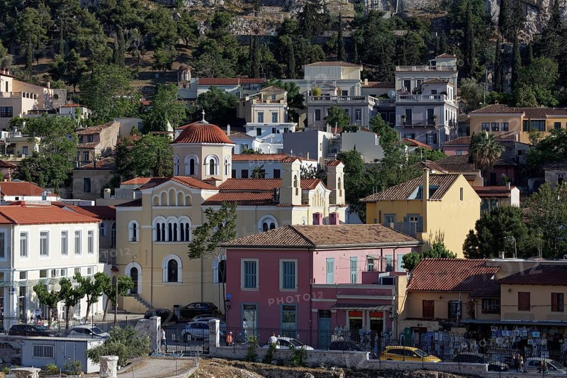View of Plaka old town district, Athens, Greece, Europe