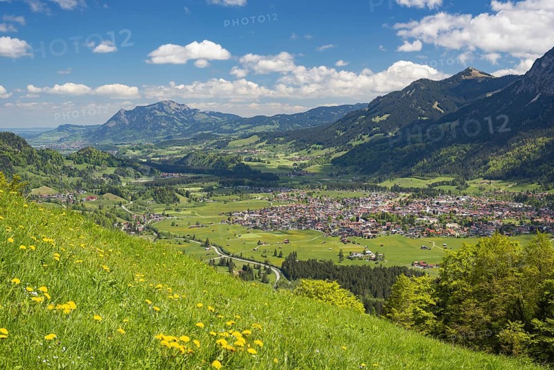 Mountain panorama from south-west on Oberstdorf, Oberallgäu, Allgäu, Bavaria, Germany, Europe