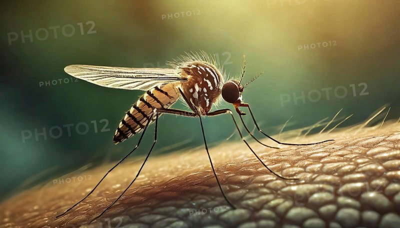 Animal, insect, mosquito, mosquito on skin, bite, close-up, AI generated, AI generated
