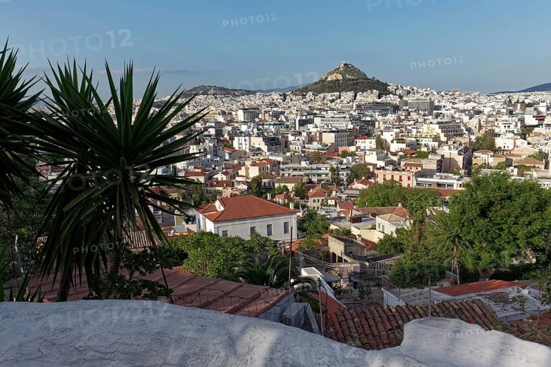 Plaka neighbourhood, Kolonaki and Likavittos Hill, Lycabettus, view from Anafiotika, Athens, Greece, Europe