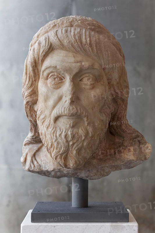 Plutarch of Athens, Neoplatonist, marble portrait bust, Acropolis Museum, Athens, Greece, Europe
