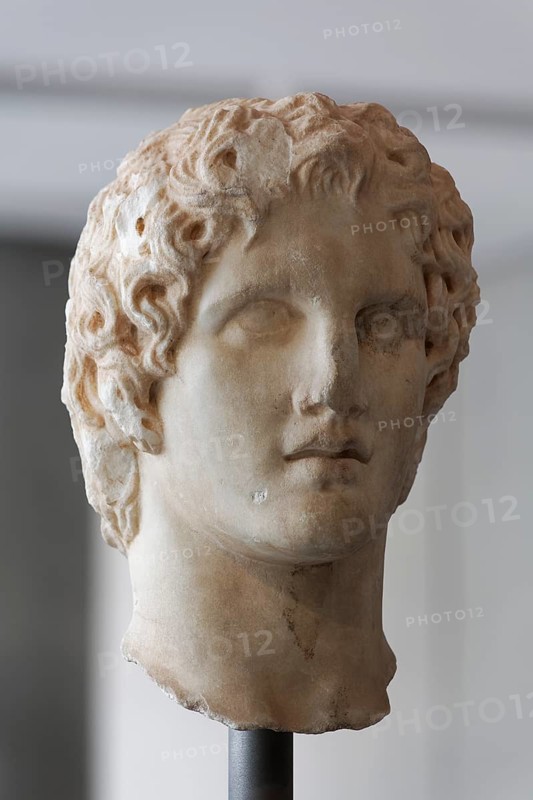 Alexander the Great, marble portrait bust by sculptor Leochares, Acropolis Museum, Athens, Greece, Europe