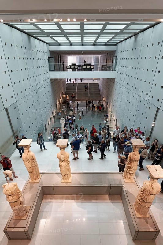 Caryatids, female statues from the Erechteion, Acropolis Museum, architect Bernard Tschumi, Athens, Greece, Europe