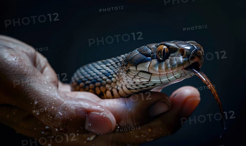 Water snake coiled around wrist AI generated